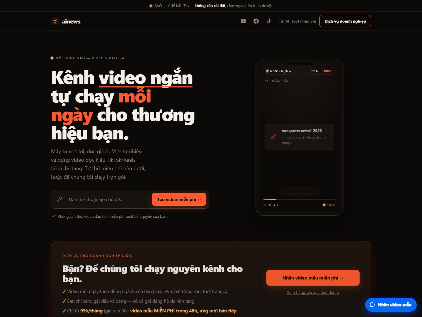 ainews — AI video factory demo