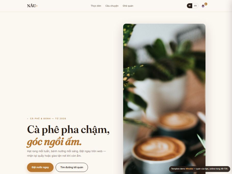 NÂU — coffee & bakery demo with online ordering