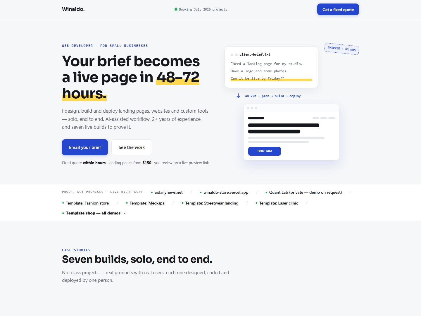 Freelancer portfolio template demo